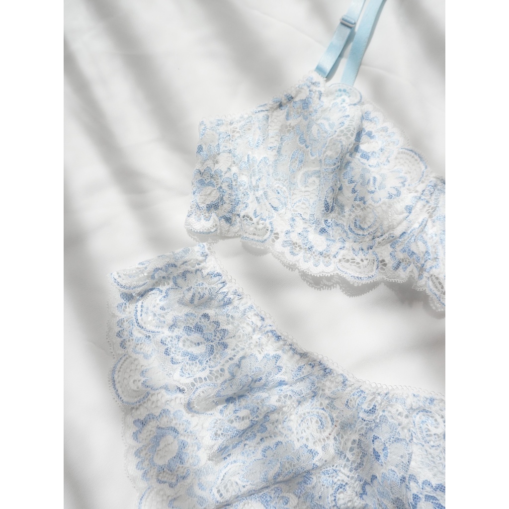 BLUE DREAM | haruharu.label | Áo bralette ren trắng xanh, áo lót, lingerie, áo có gọng