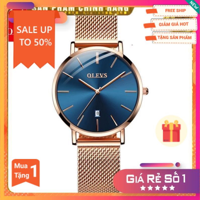 Đồng hồ đeo tay OLEVS 5869 dây đeo thép lưới siêu mỏng có lịch chống thấm nước thời trang cho nữ