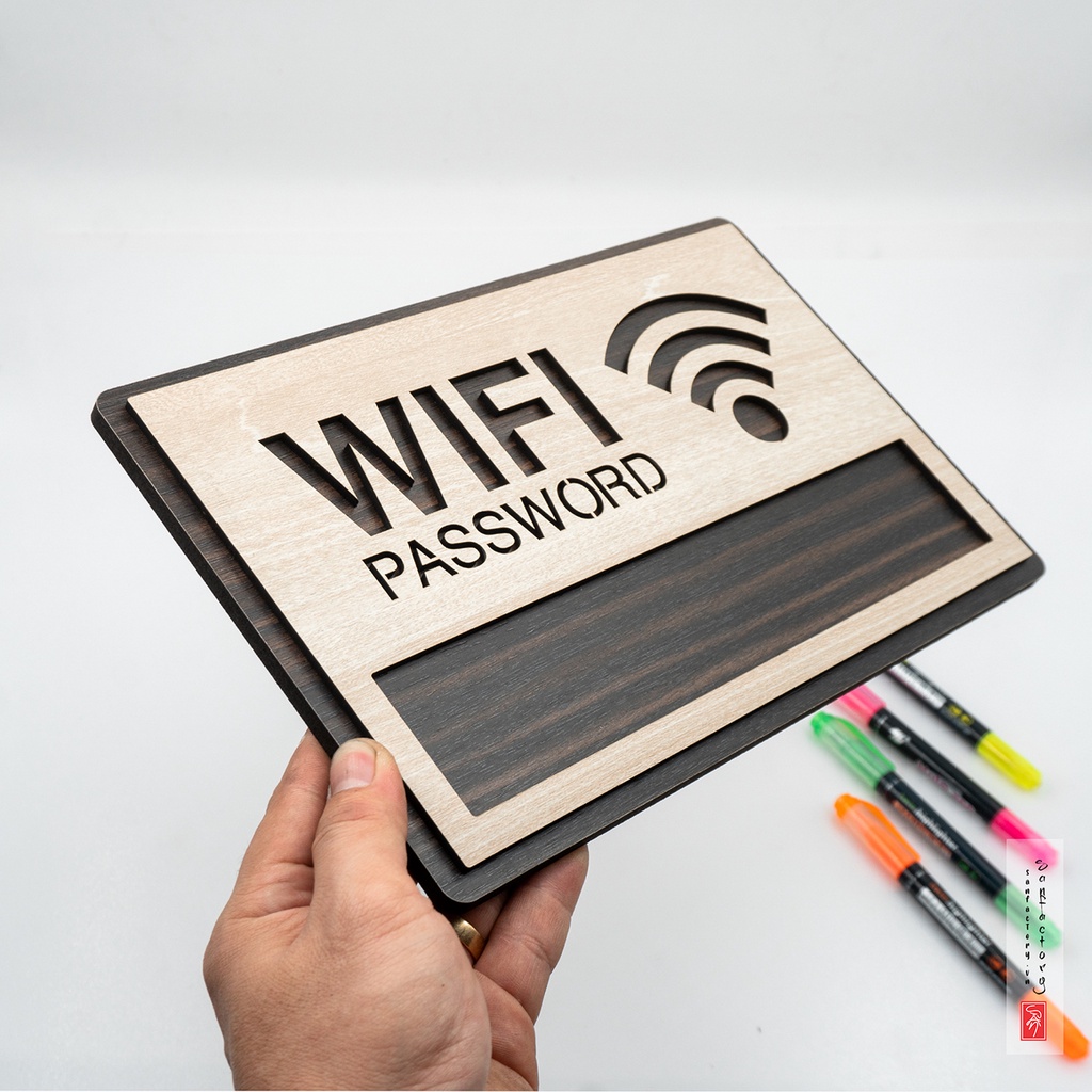 Bảng wifi gỗ dán tường decor trang trí quán SAN-WF03