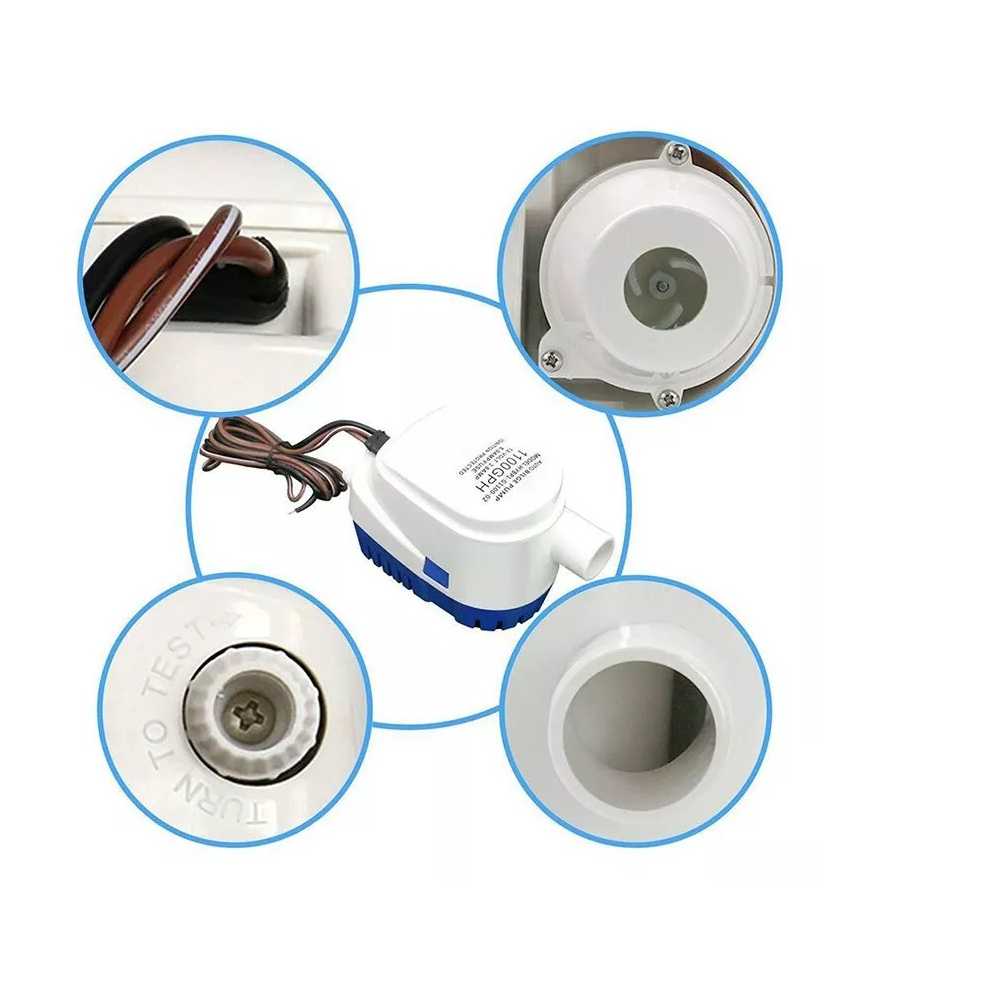 Bơm tự động 24V dây đồng 1100GPH cho tàu thuyền ca xà lan du thuyền