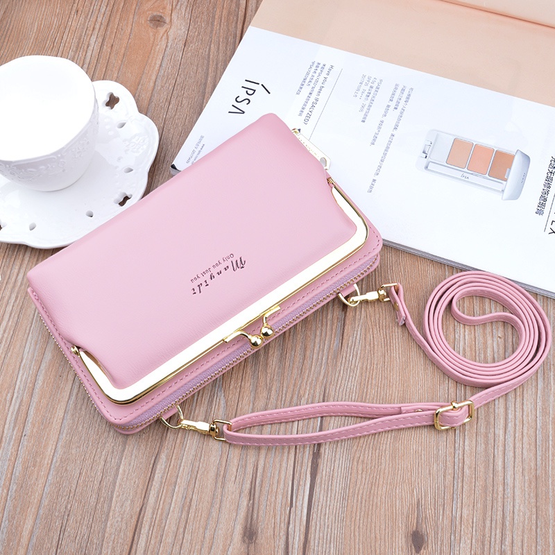 Túi Đeo Chéo Mini Bằng Da Mềm Có Khóa Kéo Dùng Đựng Điện Thoại Thời Trang Dành Cho Nữ
