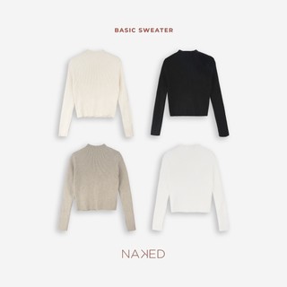 Áo len gân màu trơn cao cổ Naked by V - Basic Sweater