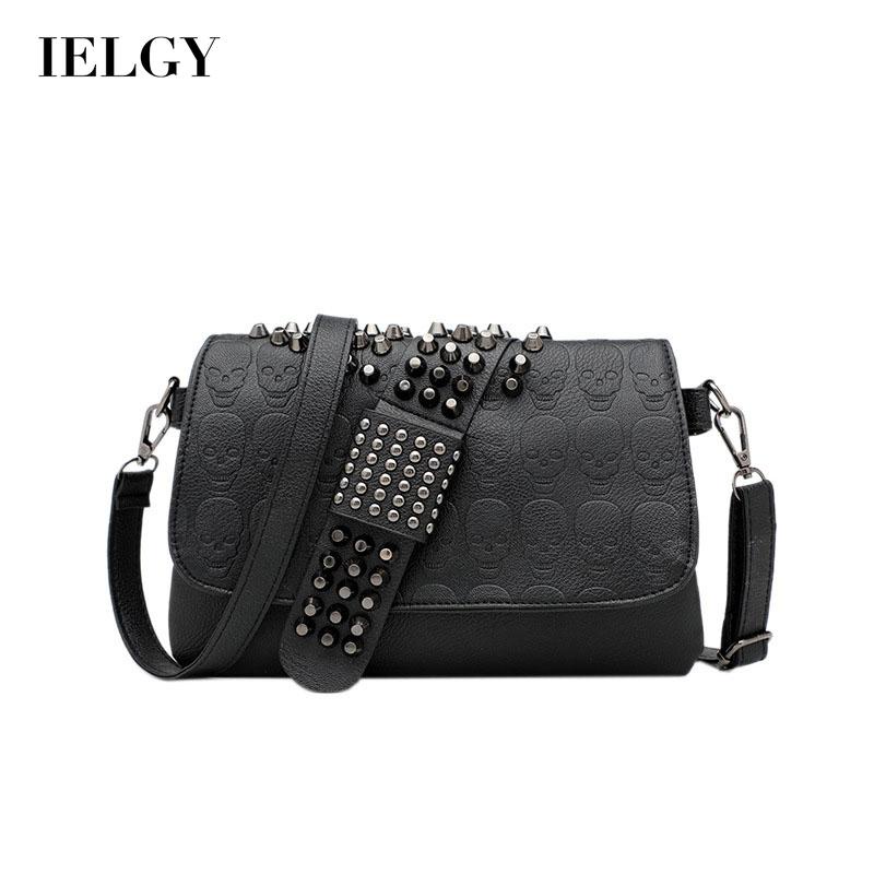 Túi Đeo Chéo Màu Đen Đính Đinh Tán Thời Trang Cho Nữ