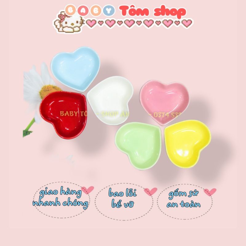 Bát gốm sứ ăn dặm mini hình TRÁI TIM - 30ml NPP Baby Tôm