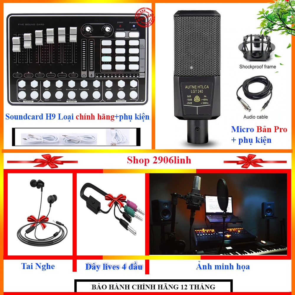 Bộ Mic thu âm livestream karaoke bluetooth LGT 240 chính hãng hát hay lọc tạp âm tốt 2906linh