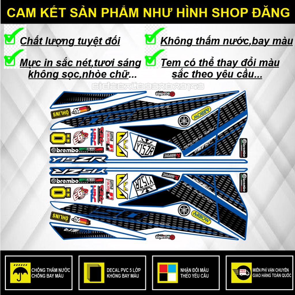 {TPHCM-FREE SHIP] TEM RỜI EXCITER 150 Y15ZR DÁN XE XANH GP