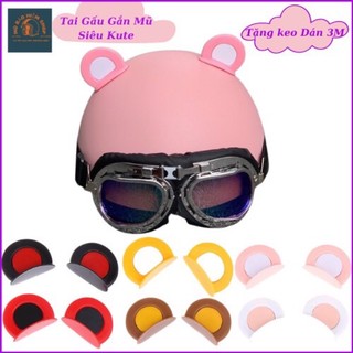 Tai gấu gắn trang trí mũ bảo hiểm có kèm miếng dán siêu cute