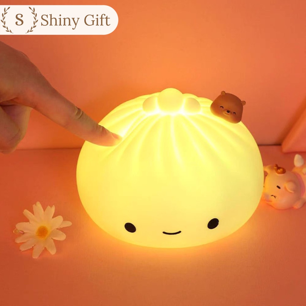 Đèn trang trí, đèn ngủ bánh bao silicone đổi màu