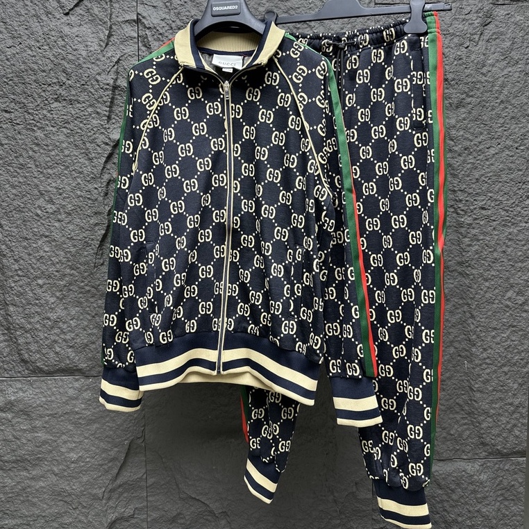 Bộ, Set nỉ thu đông kéo khóa Gucci sọc xanh đỏ họa tiết monogram LA 1-1 on web