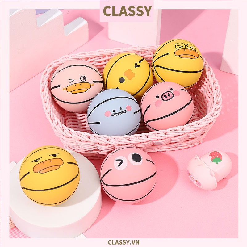 Bóng cao su cầm tay Classy, bóng đồ chơi đàn hồi cao cấp nhiều màu cùng họa tiết cute PK1320