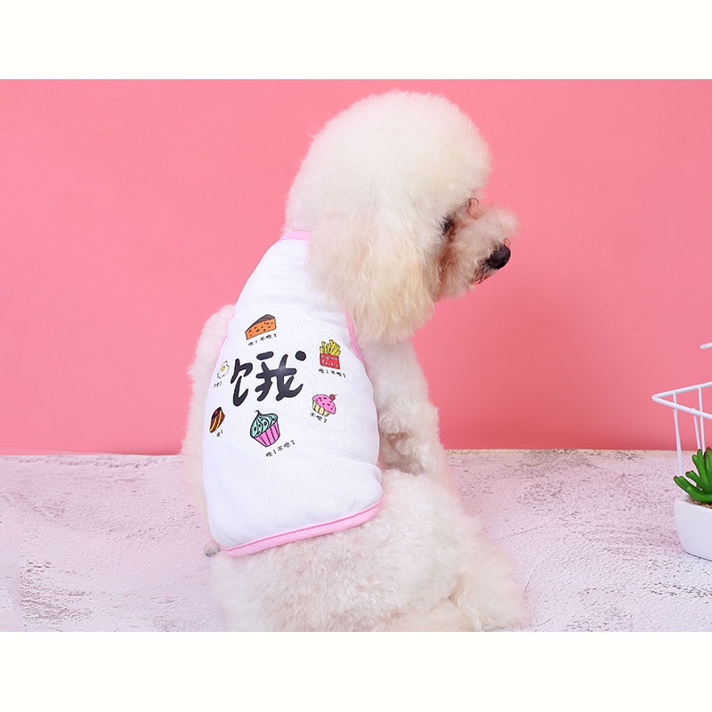 Áo Ba Lỗ Màu Trơn Thoáng Khí In Họa Tiết Hoạt Hình Dễ Thương Dành Cho Thú Cưng