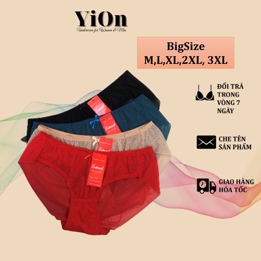 Quần Lót Ren Lotmark Bigsize 45-90kg Mềm Mịn Thoải Mái Cao Cấp YiOn Underwear QR14
