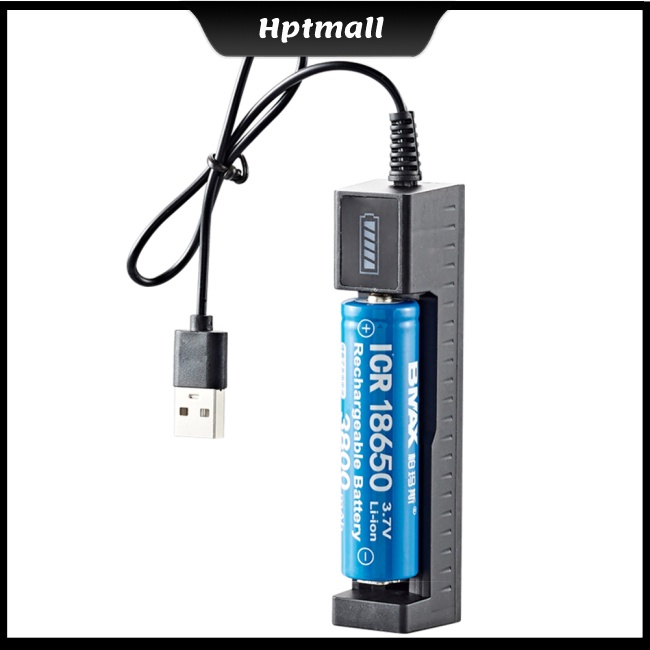 Bộ Sạc Pin Lithium 18650 Một Khe Cắm Usb Thông Minh Có Đèn Pin Kèm Chỉ Báo