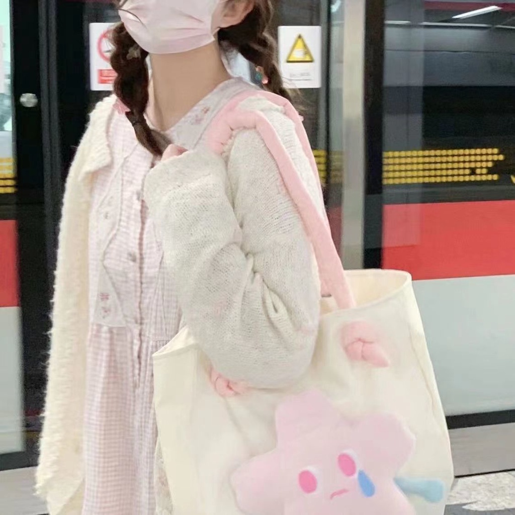 Túi tote Lớn Đeo Vai Có Gắn Búp Bê Ngôi Sao Dễ Thương JP5