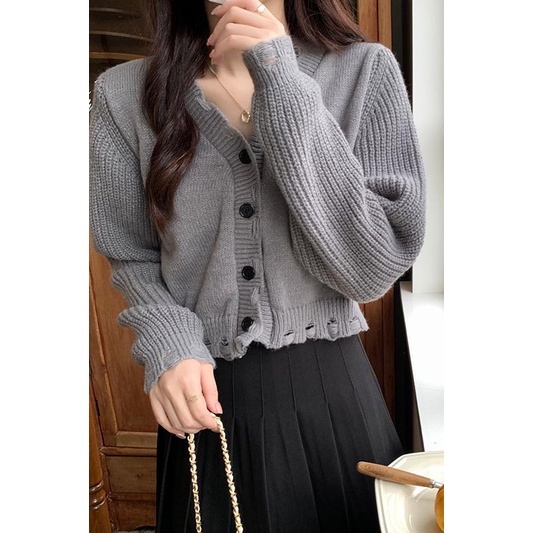 Áo Khoác cardigan Dệt Kim Cổ Chữ V Thiết Kế Mới Thời Trang Mùa Thu Đông Dành