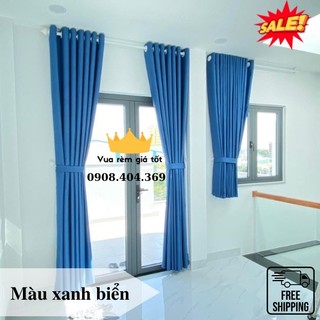Rèm cửa chính,rèm cửa sổ màu xanh biển đẹp sang trọng chống nắng tốt.
