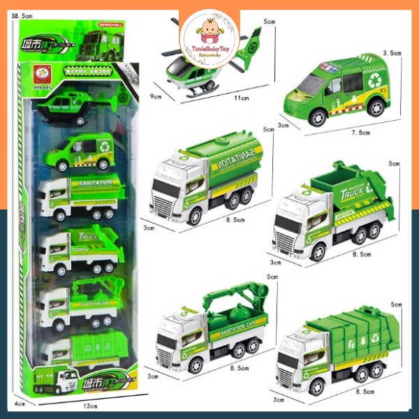 Đồ chơi bộ hộp sét 6 món ô tô máy bay chạy cót cho bé