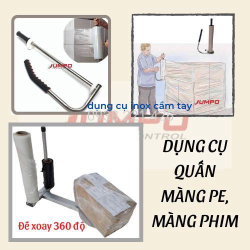 Dụng cụ quấn màng PE, màng phim đế xoay, cầm tay cho hàng hóa, pallet