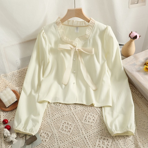 Áo kiểu công sở nữ kiểu dáng ulzzang tay dài thắt nơ nữ tính