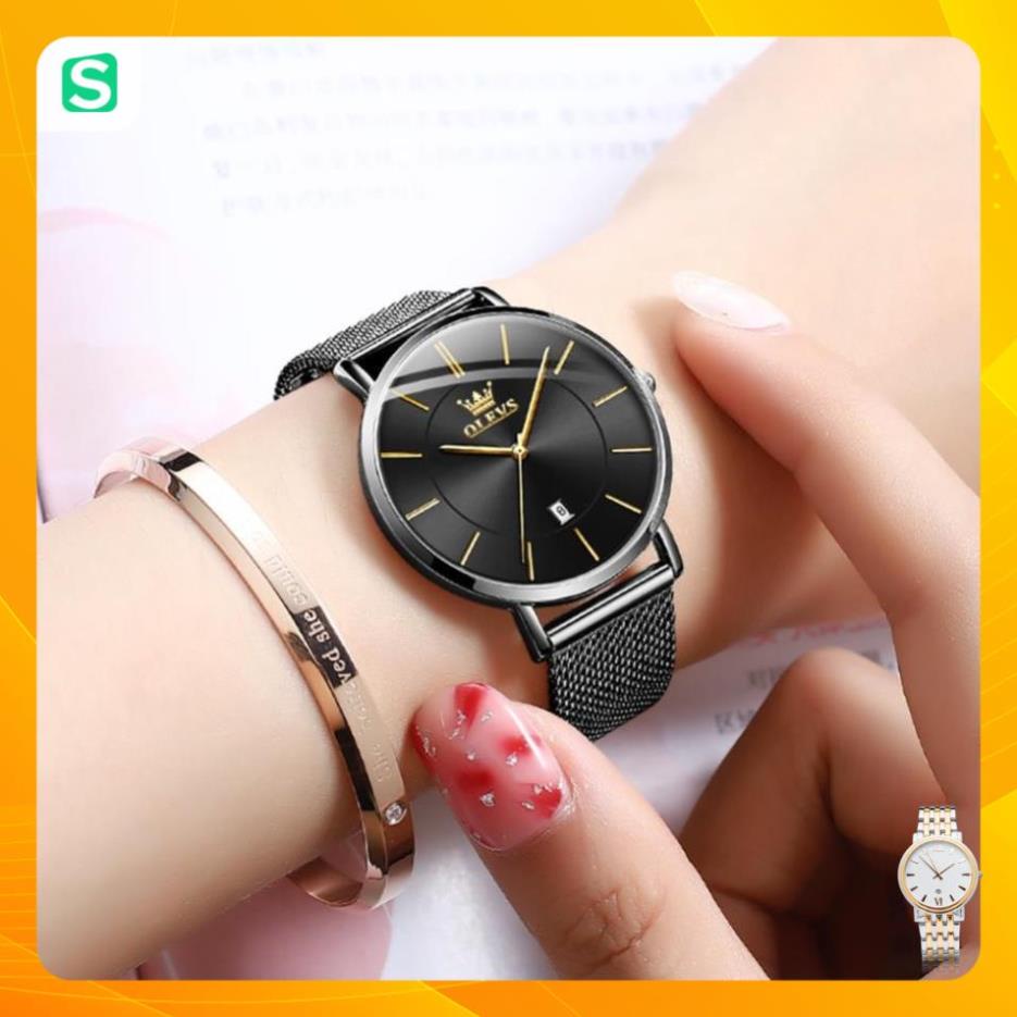Đồng hồ đeo tay OLEVS 5869 dây đeo thép lưới siêu mỏng có lịch chống thấm nước  thời trang cho nữ