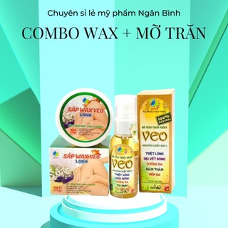 [Chính Hãng] Combo TRIỆT LÔNG VĨNH VIỄN Gồm 2 sản phẩm [1 Wax lông tẩy lông + 1 Tinh chất mỡ trăn + tặng giấy wax, que]