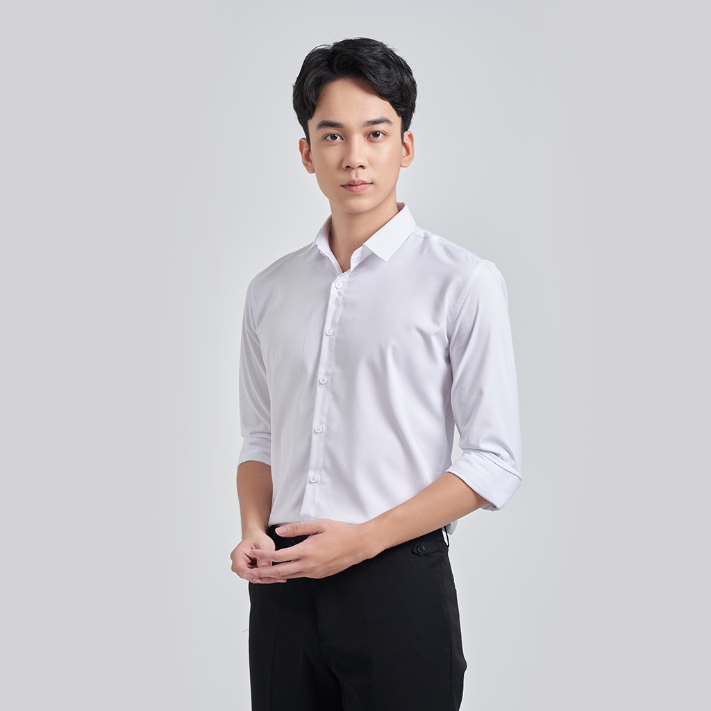 Áo Sơ Mi Nam Local Brand KRIK Form Slimfit Hàn Quốc Chất Liệu Lụa Cao Cấp Co Dãn Thoáng Khí Sm0243