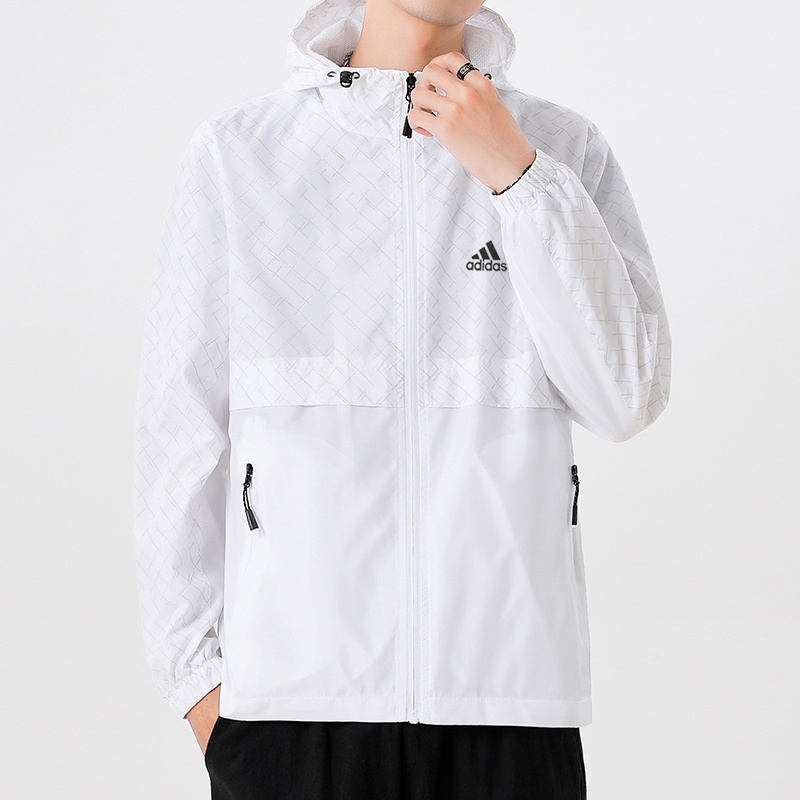 Áo Khoác Gió Adidas Màu Trơn Phối Khóa Kéo Thời Trang Cho Cặp Đôi