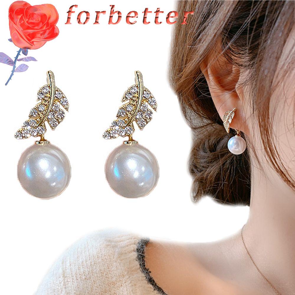 Khuyên tai hình chiếc lá phối ngọc trai thời trang ấn tượng cho nữ