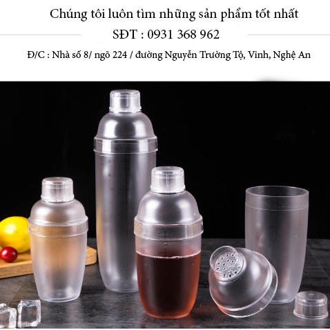 Bình shaker 530/700/1000 ml nhựa đặc bình lắc nhựa vạch trong chống bay vạch, cầm không bị buốt tay