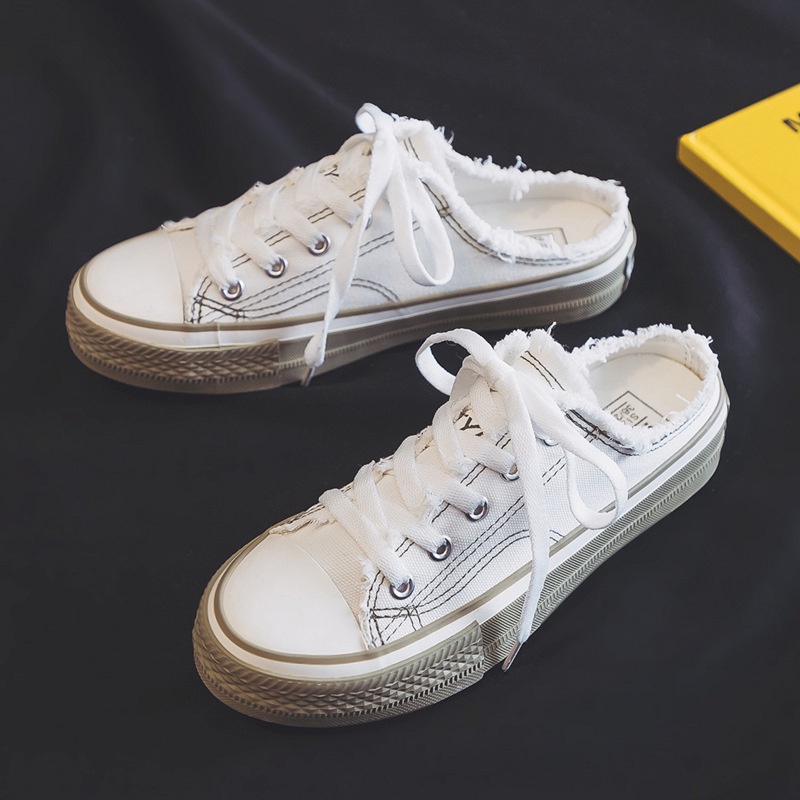 Giày lười vải canvas hở gót thời trang Hàn Quốc mới năm 2023 cho nữ -TT11.
