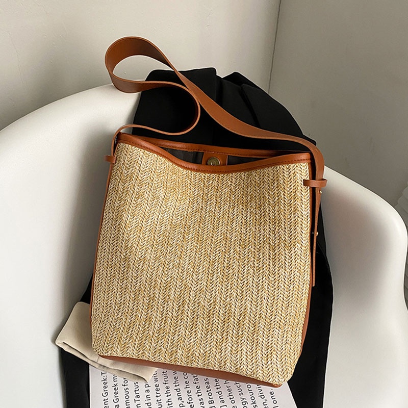 MISCHA Túi Xách Đan Rơm Thời Trang Nữ Tính