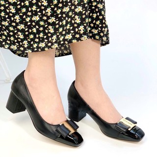 Giầy cao gót nữ da thật gót trụ cao 4cm