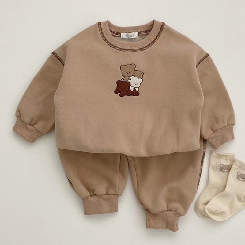 Set Đồ Mùa Đông Hai Món Gồm Áo Sweater Nhung Dày Dặn In Họa Tiết Hoạt Hình + Quần Dài Tới Mắt Cá 4NZ3 Phong