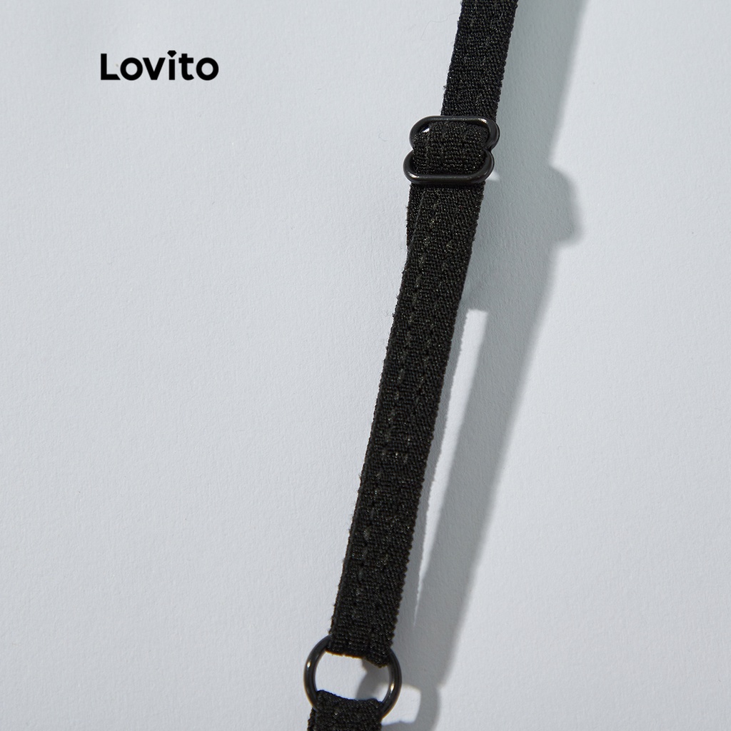 Set đồ bơi hai mảnh Lovito in chữ phong cách sexy L00307 (Màu hồng/xám)