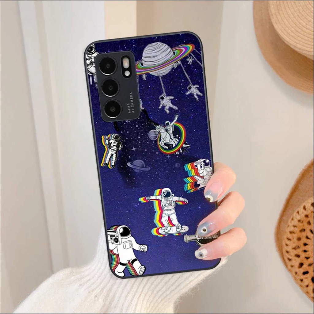 Ốp lưng Oppo Reno6 / Reno6 Z 5G / Reno 6 hình phi hành gia phê pha, lang thang trên mây, ốp rẻ bền đẹp