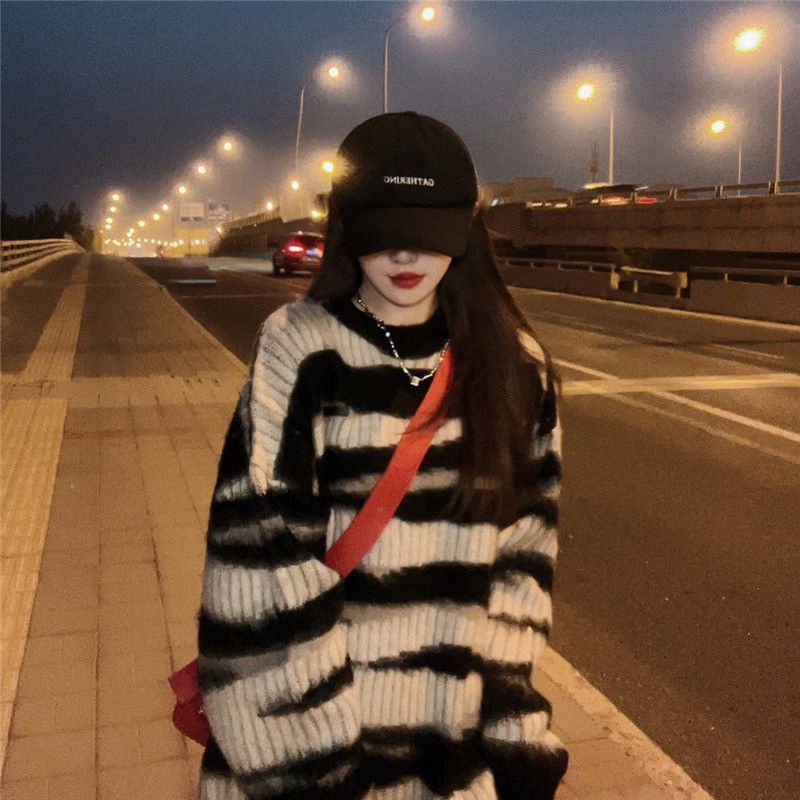 Áo Sweater Cổ Tròn Mềm Mại In Họa Tiết Ngựa Vằn Phong Cách Retro Hàn Quốc Cho Nữ