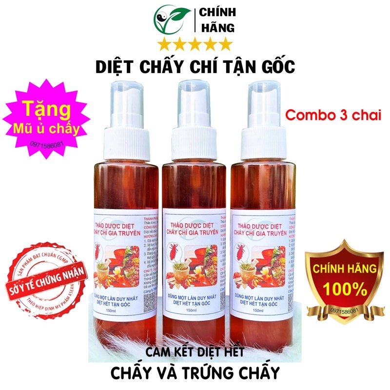 Combo 3 chai dầu gội chấy chí. Ủ chí chấy và trứng. Số lượng 3 chai