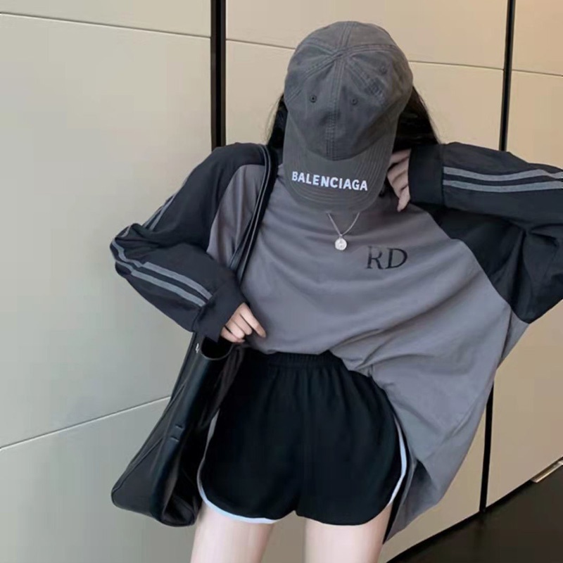 Áo thun IELGY tay dài dáng rộng plus size màu sắc thời trang phong cách Hàn Quốc cho nữ