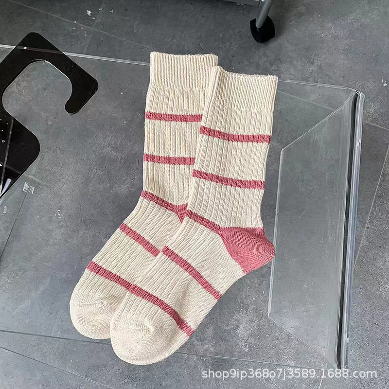 Vớ cotton Dày Hai Lớp Họa Tiết Kẻ Sọc Phong Cách Nhật Bản Và Hàn Quốc Thời Trang Mùa Thu Dành Cho Trẻ Em