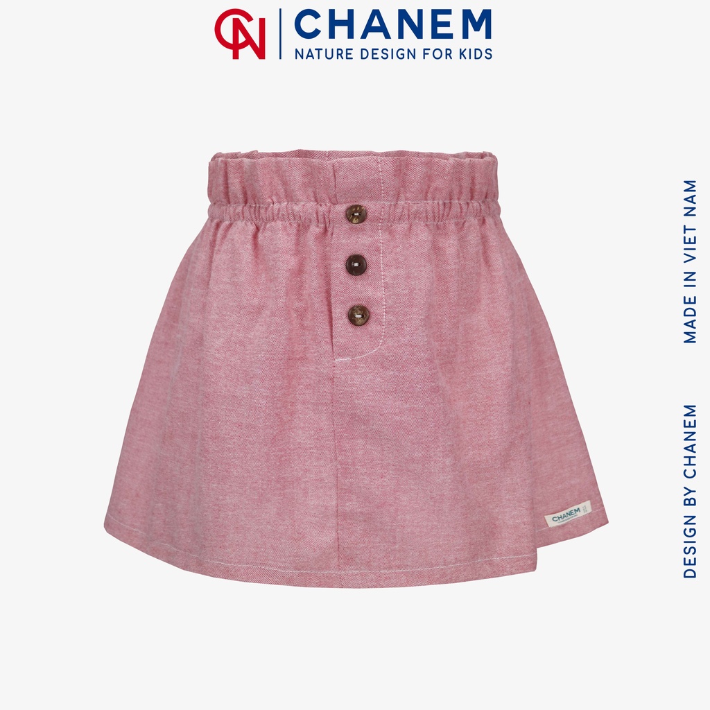 Chân váy cho bé gái NINI CHANEM phối cúc, bèo cạp chun điệu đà chất liệu cotton cao cấp mềm mại