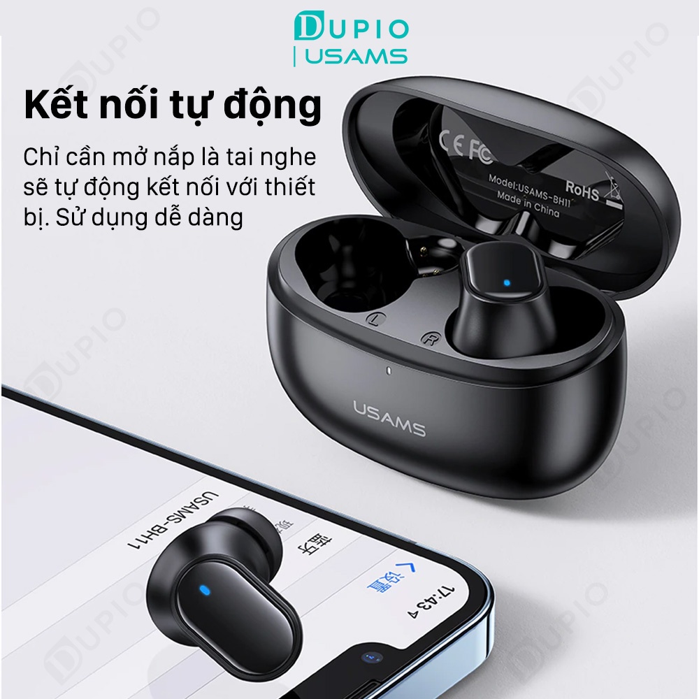 Tai nghe Bluetooth DUPIO Usams TN13 không dây giảm nhiễu in ear 2 kênh stereo chống trượt cầm chắc tay