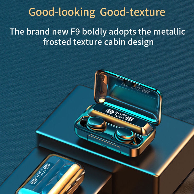 Tai Nghe Bluetooth Không Dây F9 TWS Có Mic Giảm Âm Kèm Hộp Sạc 2200mah Cho Xiaomi Redmi Huawei