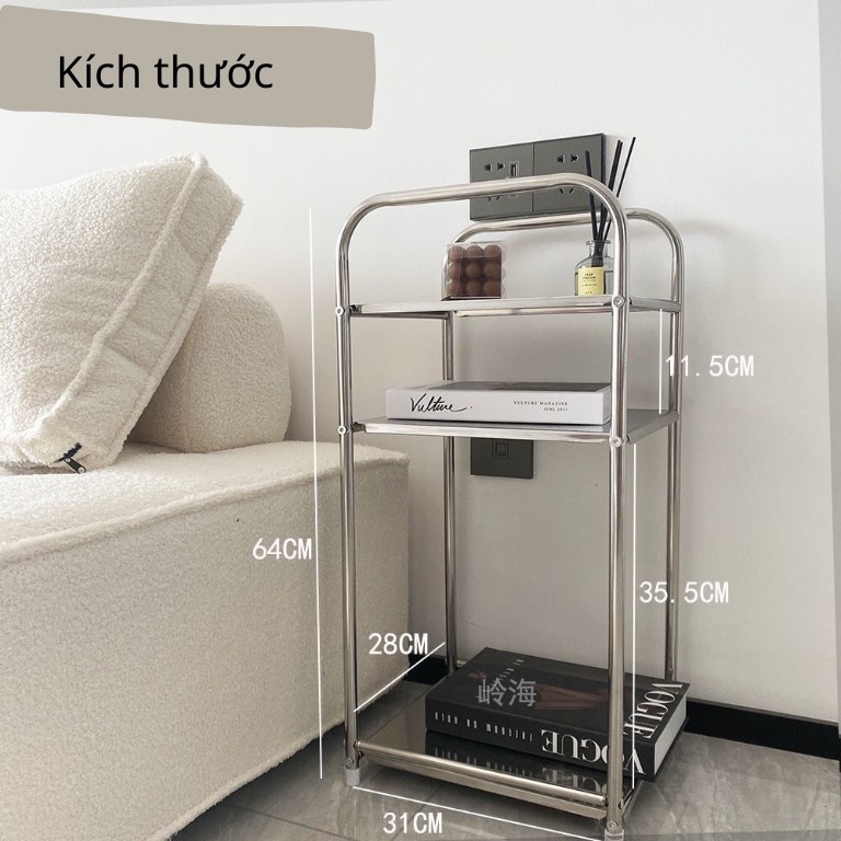 Kệ inox bày đồ cá nhân, mỹ phẩm, nước hoa, rượu bia, đơn giản mà không kém phần tinh tế