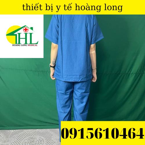 Bộ scrubs bác sĩ, quần áo y tế xanh cổ vịt đậm nam, nữ các size S M L XL