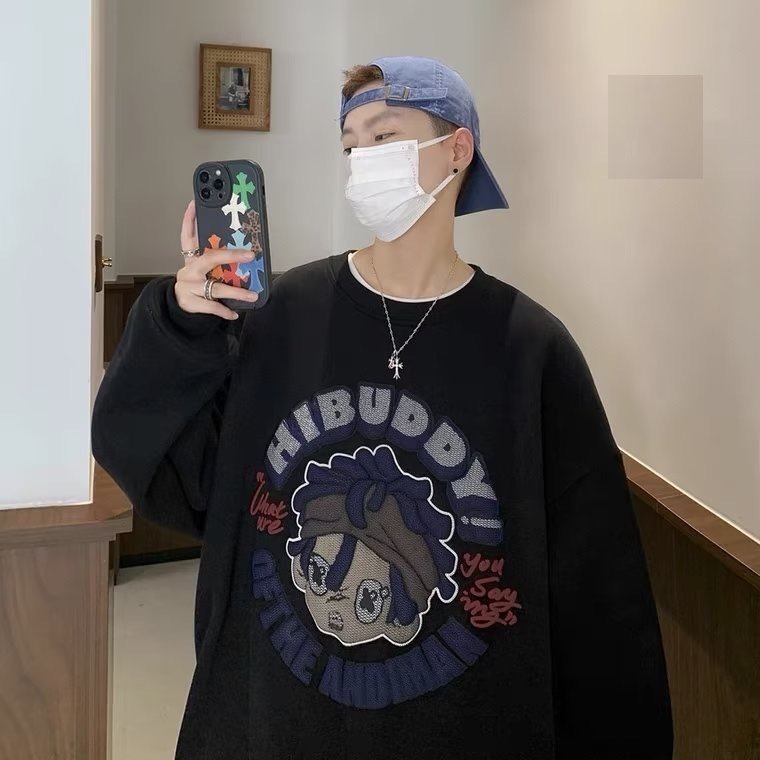 Áo sweater cậu bé Hibudy Unisex - Nỉ bông form rộng tay bồng kiểu dáng đường phố cá tính hàn quốc đẹp