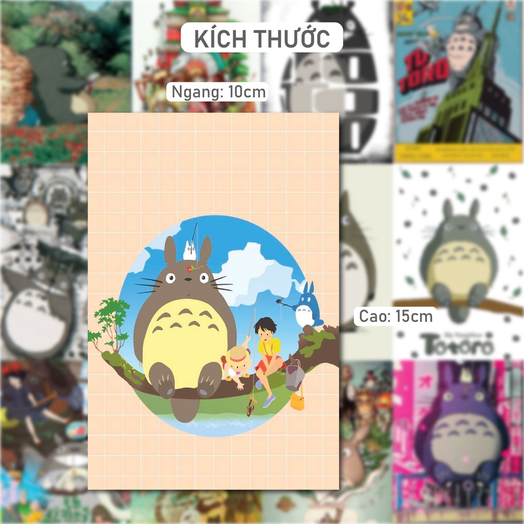 50 Tờ Tranh Decal Dán Tường Poster Totoro Chống Nước decor góc học tập, phòng ngủ, quán. PT10