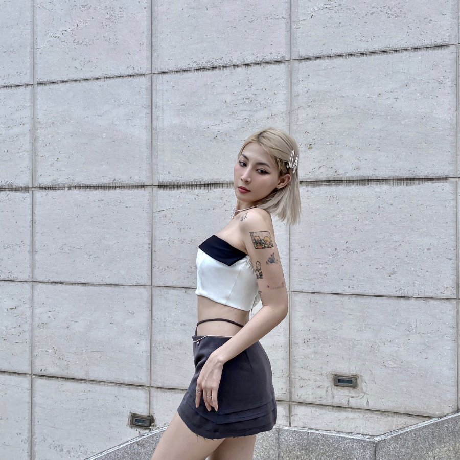 Emi Top- Áo Ống Cup Ngực Croptop Kiểu Không Dây Phối 2 Màu