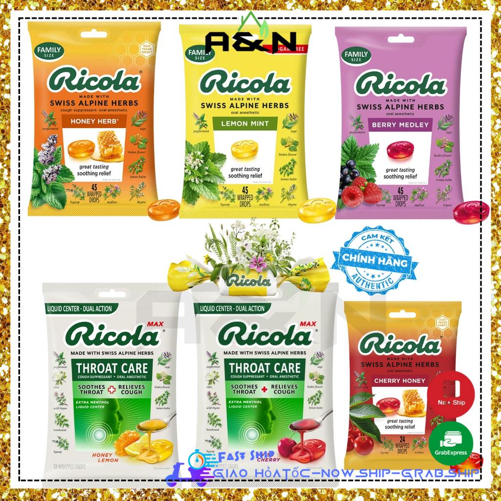 Kẹo ngậm Ricola chanh bạc hà cherry mât ong