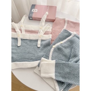 ALN118-Set áo len nút gỗ