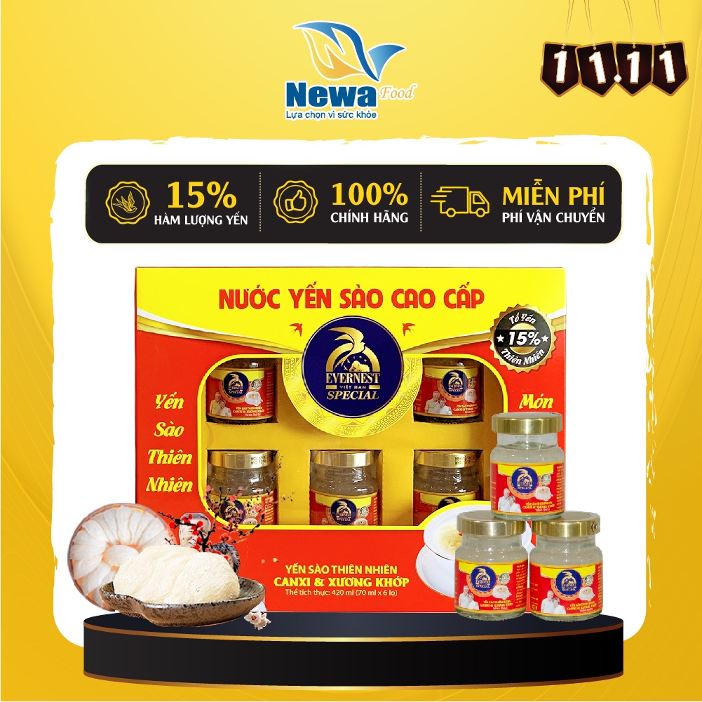 Nước Yến Sào Đường Phèn Tự Nhiên Evernest Special 15% Yến Nguyên Chất (6 lọ x 70ml)